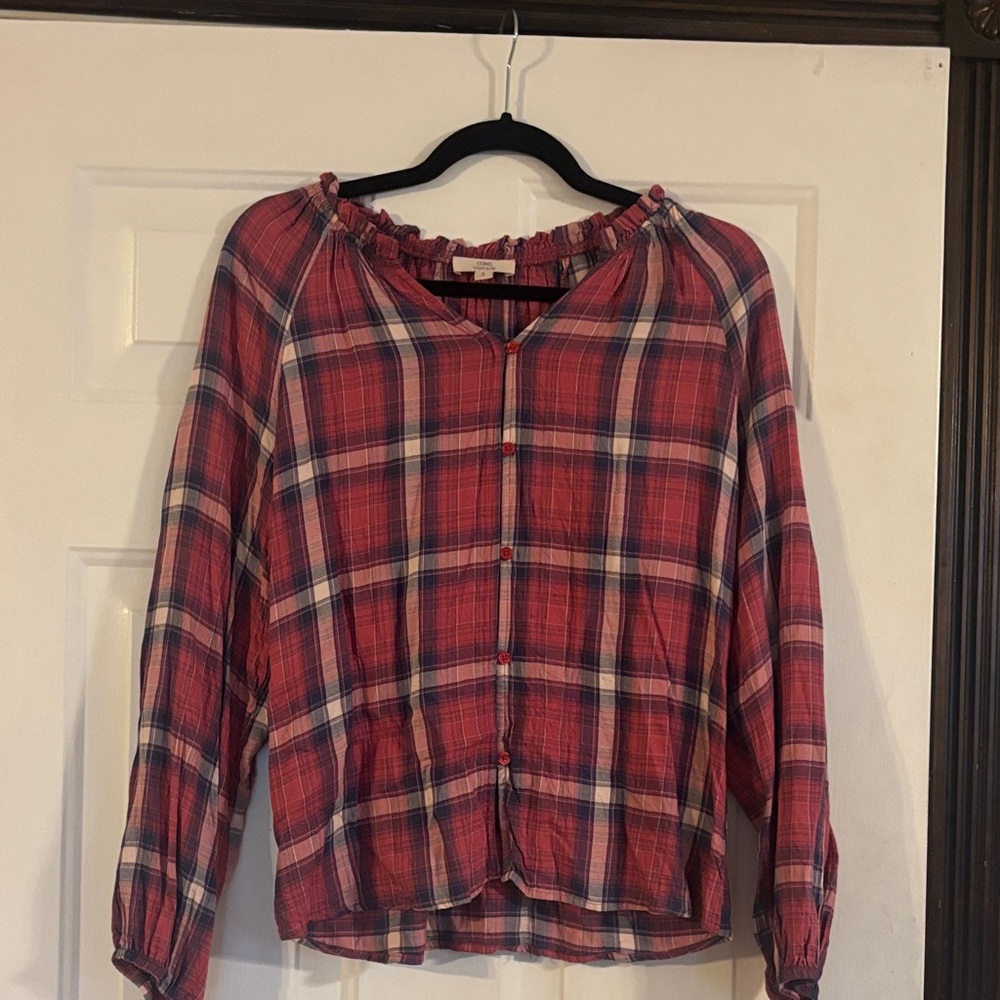Como Vintage Red Plaid Blouse